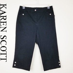 KAREN SCOTT BLACK CAPRI PANTS 98%COTTON/2%SPANDEX